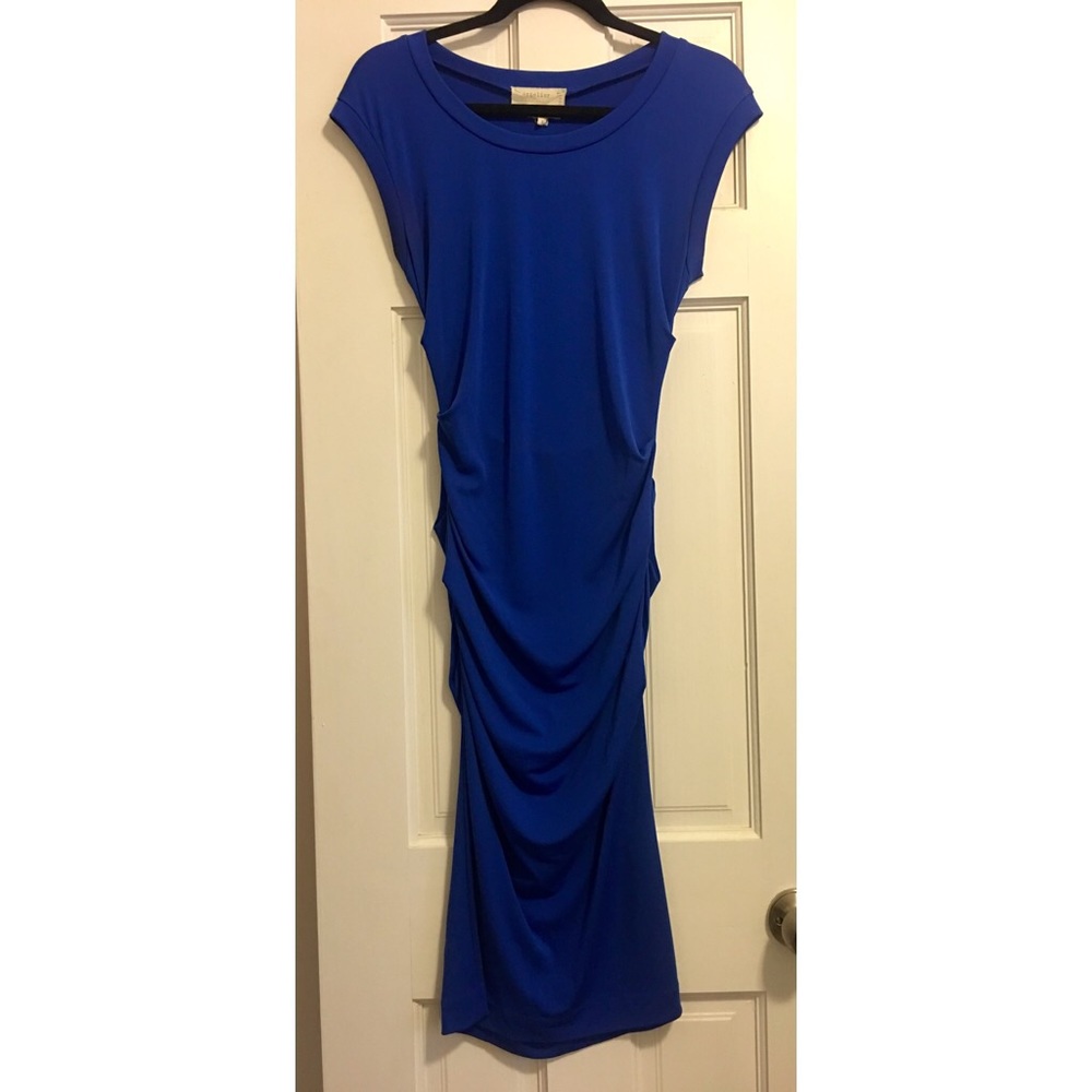 Nicole Miller Artelier Blue Draped Cutout Dress